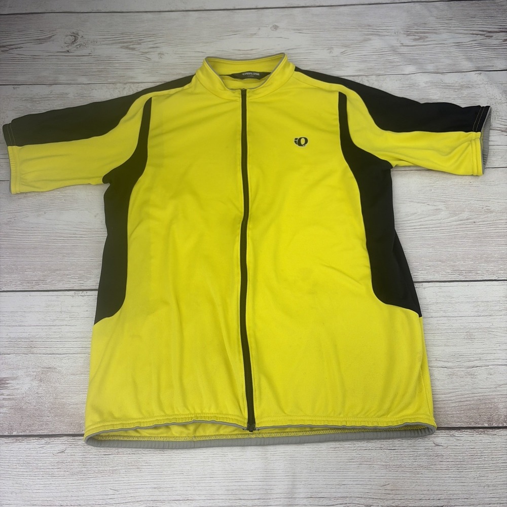 Vintage Pearl Izumi Men's XL Hi Vis Neon Yellow Black Cycling Jersey Full Zip